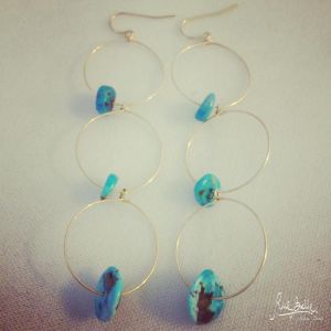 Vintage turquoise 3 hoops earrings.jpg